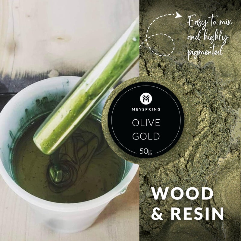 MEYSPRING Olive Gold Epoxy Resin Green Pigment - 50 Grams - Green Mica Powder for Epoxy Resin  UV Resin and Resin Art - Color Shifting Pigment - Image 3